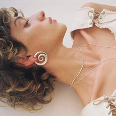 Designer Style Personality Twist Spiral Hoop Earrings Stainless Steel Mosquito Coil Sh close-up view
