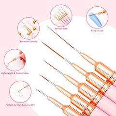Nail Brush Pen 5pcs/set Nail Art Liner Brushes Set Elongated Striping Drawing Profess alternate view
