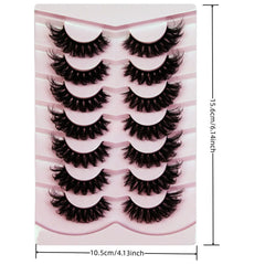 7 Pairs False Eyelashes Wispy Lashes Natural Look Fake Eyelashes Cat Eye Lashes Faux M close-up view
