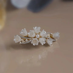 Elegant Pearl Lily of the Valley Spring Clip Hair Clip Women's Back of Head Half-tied Flower Barrette Fashion Hair Accessories