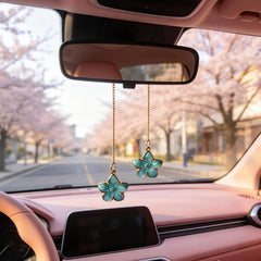 Cute Car Rearview Mirror Pendant Four-Leaf Clover Chain Hanging Ornament Car Interior Accessories Women's Gift
