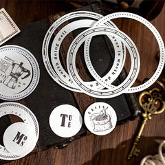 Vintage Round Stickers for Journaling | 24pcs Retro Collage Label Pack alternate view