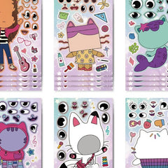 Gabby's Dollhouse Make A Face Puzzle Stickers | 6 Sheets DIY Cartoon Sticker Set alternate view