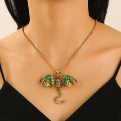 Goth Fly Dragon Pendant Necklace | Punk Snake Chain Choker for Men and Women alternate view
