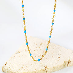 LUXUKISSKIDS Sweet Multicolor Drip-Oil Beads Necklace Women's Bohemia Stylish Clavicle close-up view
