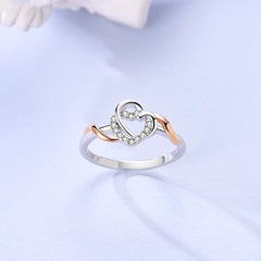 925 Sterling Silver Original Eternal Infinity Love For Mom Rose Gold Plated Heart Rings detail view