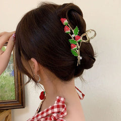 New Sweet Flower Durian Hair Claw Clip Ponytail Grab Hair Clips Shark Clip Woman Hairpin detail view