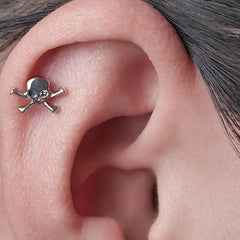 G23 Titanium Cross Lip Piercing 16G Gothic Skull Labret Tragus Helix Cartilage Nose Jewe detail view