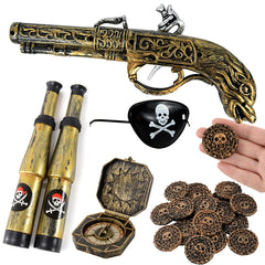 Pirate Theme Party Decoration Pirate Captain Hat Patch Pistol Treasure Toys For Kids Birthday Party