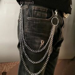 【MAX-22】1Pcs 2/3Layer Punk Hip-hop Long Metal Belt Chain Fashion Trousers Pant Waist Metal Chain Key