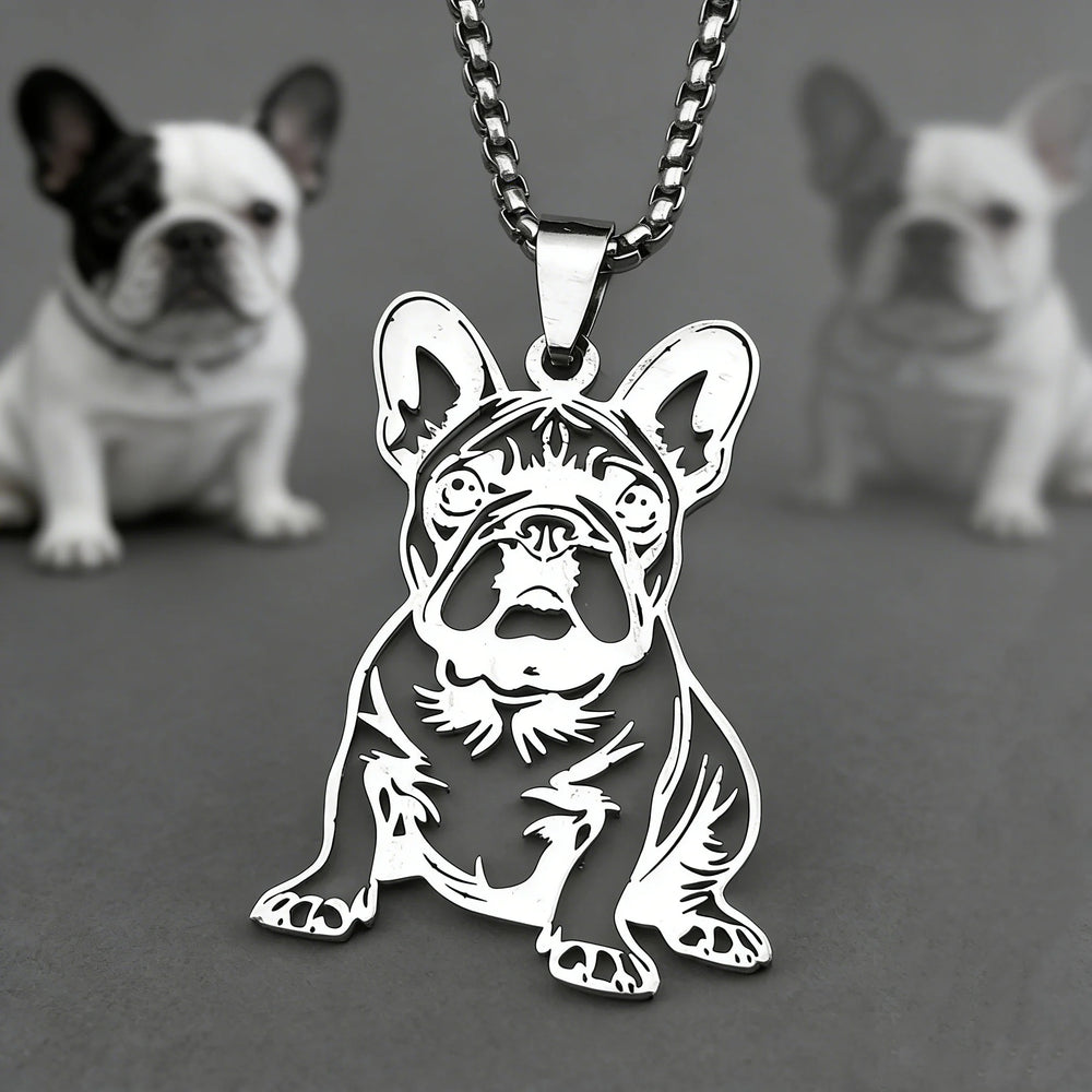 French Bulldog Pendant Necklace | Stainless Steel Dog Jewelry for Women Men