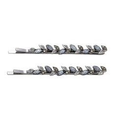2Pcs/set Rhinestone Glaze Leaf Hairpin Cute and Sweet Women's Foredead Bangs Side Clip Metal One-word Clip Hair Accessories