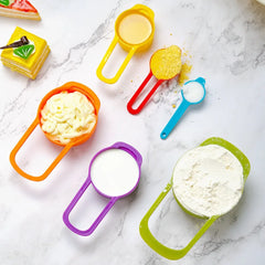 Rainbow Measuring Cup Set | Colored Plastic Flour Measuring Spoon Set for Baking alternate view
