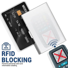 RFID Blocking Credit Card Holder | Slim Metal Wallet close-up view