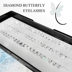 Summer Silvery Butterfly Fairy Eyelashes | Glitter Music Festival Lashes 10-15mm close-up view