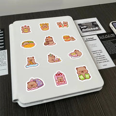 102Pcs Capibara Foldable Sticker Set | Cute Rodent Decor for Journal, Laptop and Gift close-up view