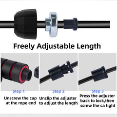 Black PVC Jump Rope with Patented Steel Wire | Fitness Cardio Training close-up view