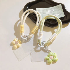 Cute Leather Flower Strap For Phone Lanyard Strap Hanging Chain Ring Cord With Patch alternate view