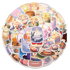 50-Piece Cozy Scented Candle Stickers | Waterproof Decals for Laptops, Notebooks, and Wa detail view