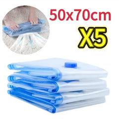 Vacuum Storage Bags with Valve Foldable Compressed Organizer Space Saving Large Size for Clothes Bla