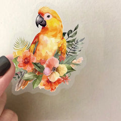 50PCS Transparent INS Watercolor Bird Sticker Pack - Waterproof PET for Scrapbooking, Gu detail view