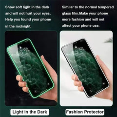 3PCS Night Light Luminous Screen Protector Used Phone for IPhone 12 11 13 14 15 16 17 Pro Max Plus Mini Case Tempered Glass Film