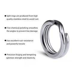 200/250Pcs Fishing Stainless Steel Split Rings 5 Sizes High Strength Large Tensile For close-up view