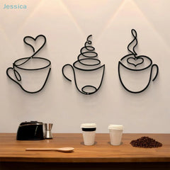 Metal Black Coffee Cup Wall Art Decor | Kitchen, Cafe & Coffee Bar Wall Hanging