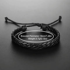 3PCS/Set Men Business Watches Casual Leather Band Analog Male's Quartz Watch Necklace Br detail view