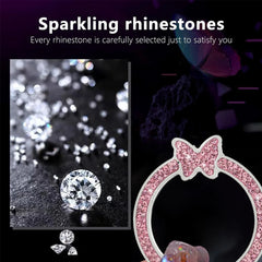 1PCS Car Bling Ring Crystal Car Stickers Rings Womens Car Decals, Push Start Button Bl close-up view