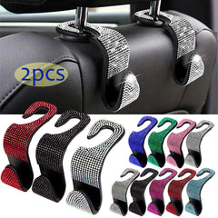 Rhinestone Decor Car Seat Back Hook Hanger Universal Bling Diamond Vehicle Auto Headrest Storage Hol