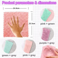 5/10/20pcs Kitchen Towel Ultra-fine Fiber Light Gray Cleaning Cloth Set Absorbent Soft detail view