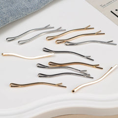 Minimalist Waved Hair Clips Korean Luxury Metal Bobby Pins Women Girl Curly Grip Hairp close-up view