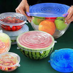 6 Pcs Silicone Cover Stretch Lids for Kitchen Microwave Food Covers Bowl Caps Elastic Silicone Lid C