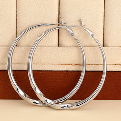 Huitan Trendy Simple Style Silver Color/Gold Color Big Hoop Circle Earrings For Women Wedding Daily
