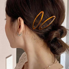 6pcs/pack Geometric Leopard Solid Snap Hairpins Fashion Alloy Bobby Pins Water-drop Ov close-up view