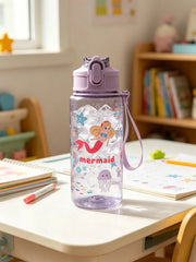 1 Piece 500ml (19 fl oz) Cartoon Printed Straw Cup, Summer Plastic Water Bottle, BPA Fre detail view