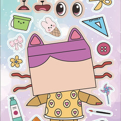 Gabby's Dollhouse Make A Face Puzzle Stickers | 6 Sheets DIY Cartoon Sticker Set close-up view
