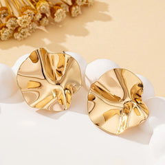 A Pair of Irregular Round Metal Stud Earrings Jewelry alternate view