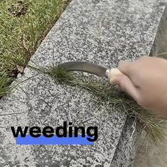 Curved Stainless Steel Weeding Tool with Wooden Handle | 2-in-1 Garden Tool for Outdoor detail view