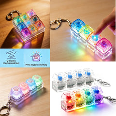 LED Keyboard Keychain Fidget Toys Crystal Clicker Sensory Toy for Stress Relief Keyboard Keychain Fi