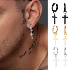 Stainless Steel Cross Earrings for Men | Durable Stud Earrings with Christian Cross Charm