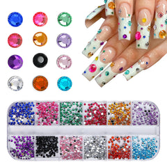 12 Cell Sparkling Crystal Nail Art Beads - Flat Base Stones for Multi‑scene Embellishmen detail view