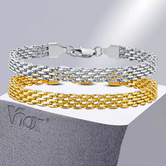 Stainless Steel Mesh Link Chain Bracelet | Unisex Italian Chain Jewelry Gift close-up view