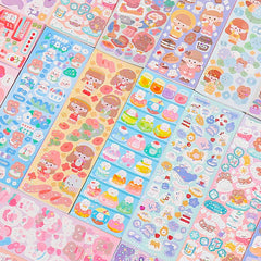 200p Kawaii Stickers for Kids Cute Stationary Aesthetic Diary Decoration Art Supplies close-up view