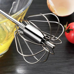 Household Semi-Automatic Rotating Egg Beater | Stainless Steel Manual Whisk detail view