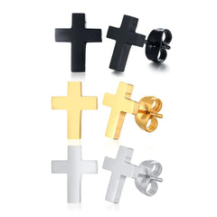 Punk Stainless Steel Cross Stud Earrings Jewelry