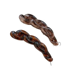 2Pcs Leopard Print Acrylic Retro Twisted Banana Shark Clips Ponytail Hair Accessories For Women