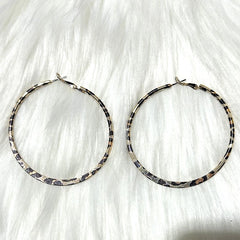 Pink Leopard Print Round Hoop Earrings | Y2K Vintage Punk Jewelry close-up view