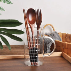 Spoon Fork Chopsticks Portable Cutlery Wooden Cutlery Set Travel Eco-friendly Cutlery close-up view